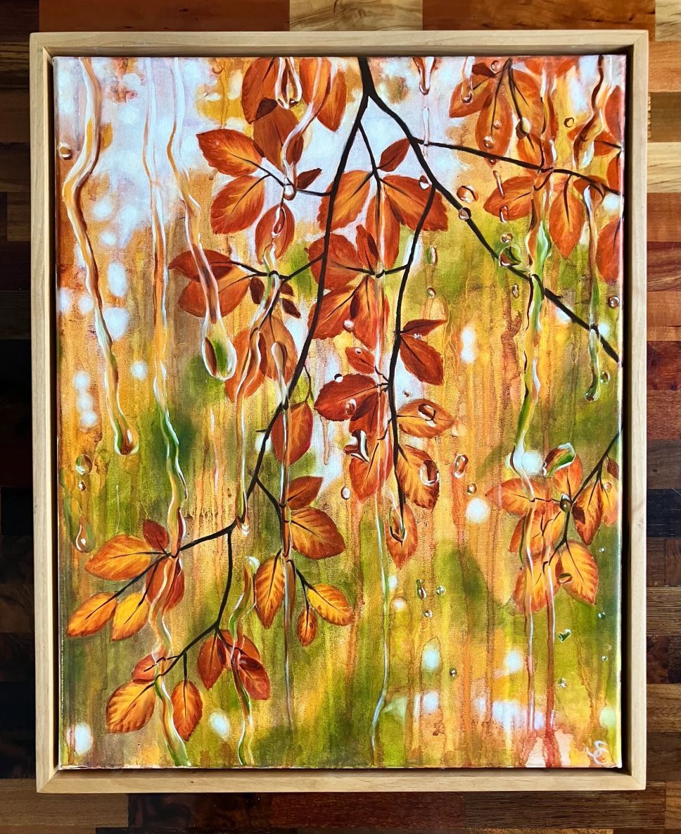 Fall Leaves through Window